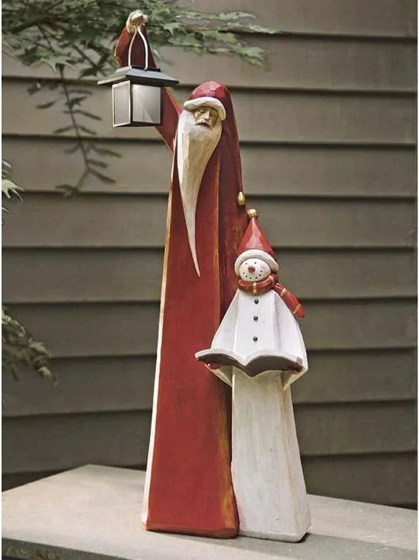 Christmas Decoration Santa And Snowman Sculpture