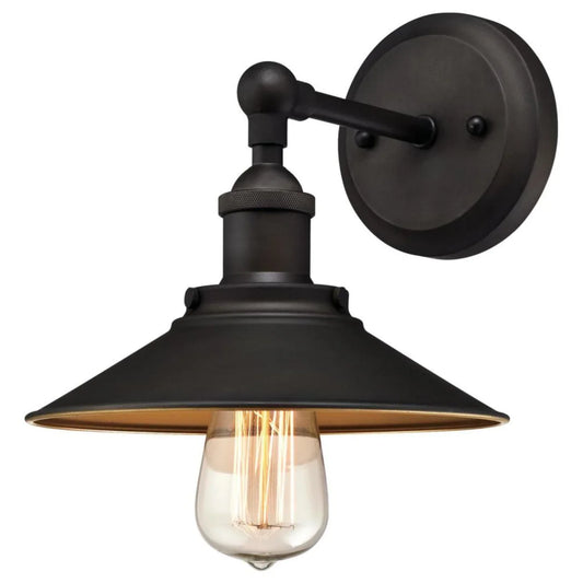 Light 8-9/16" Tall Wall Sconce with Oil Rubbed Bronze Metal Shade